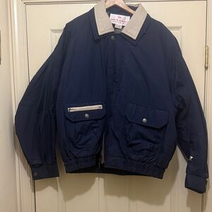 Stylish Navy and Beige Windbreaker